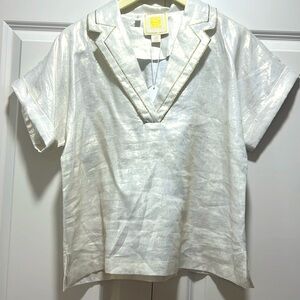 Emily McCarthy NWT Metallic LINEN BLOUSE
